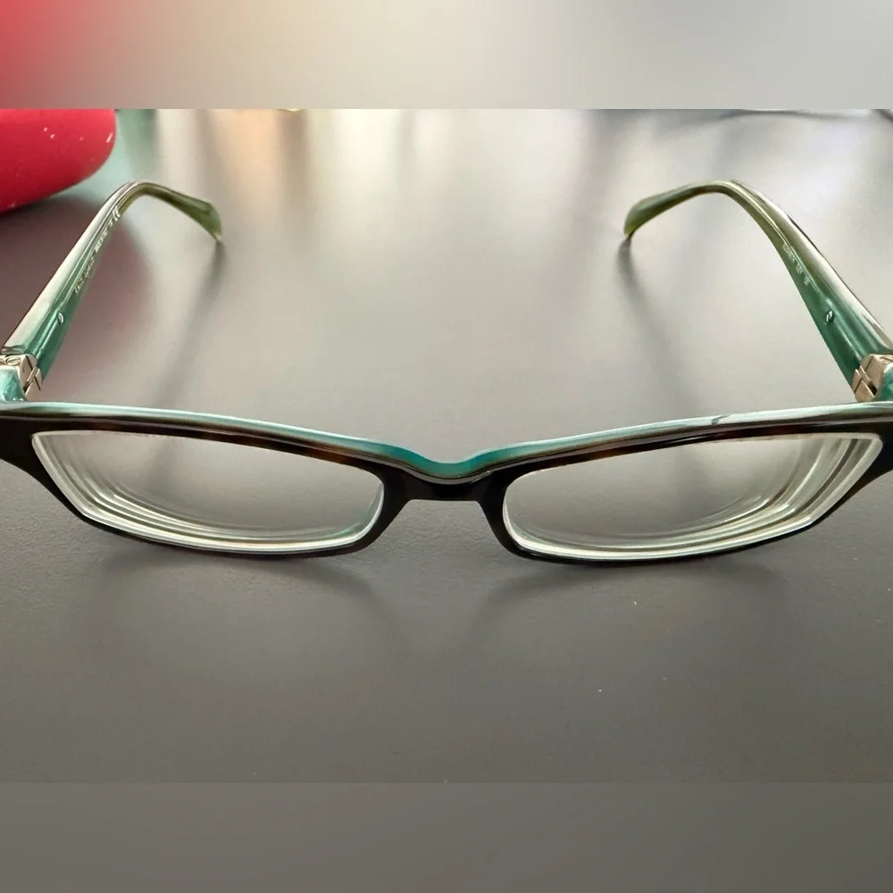 Kate Spade Elizabeth 0JEY brown tortoise teal Italian made eyeglasses frames EUC - Picture 8 of 12
